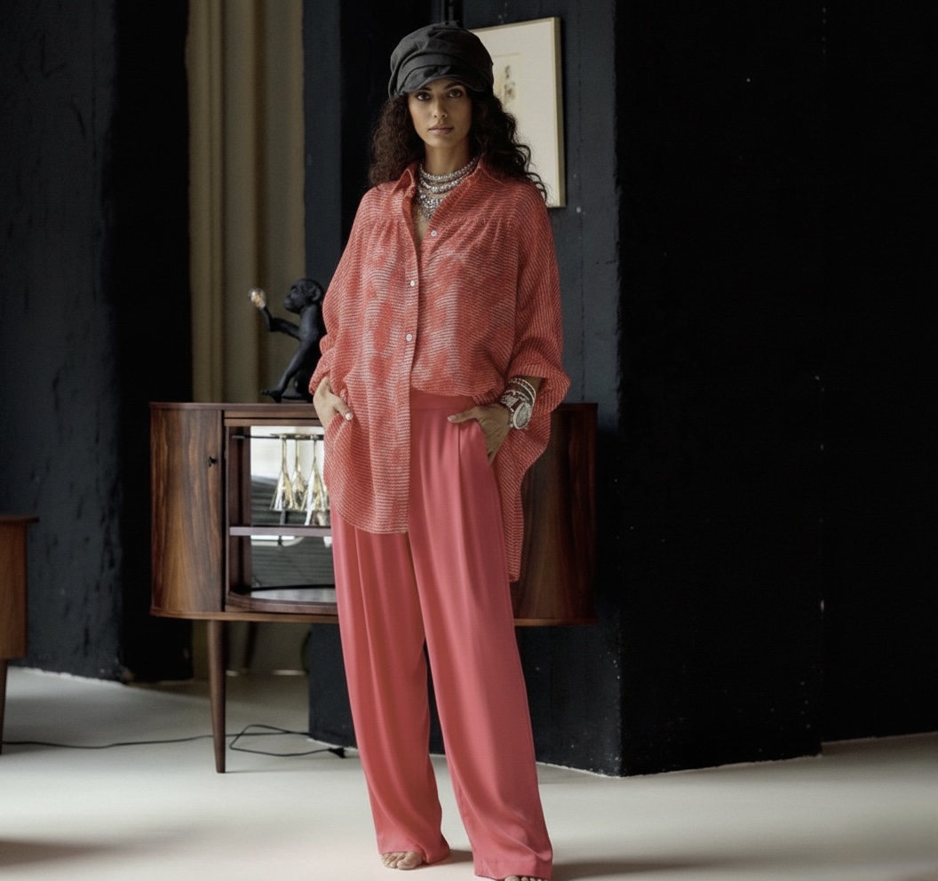 CORAL WIDE-LEG PANTS