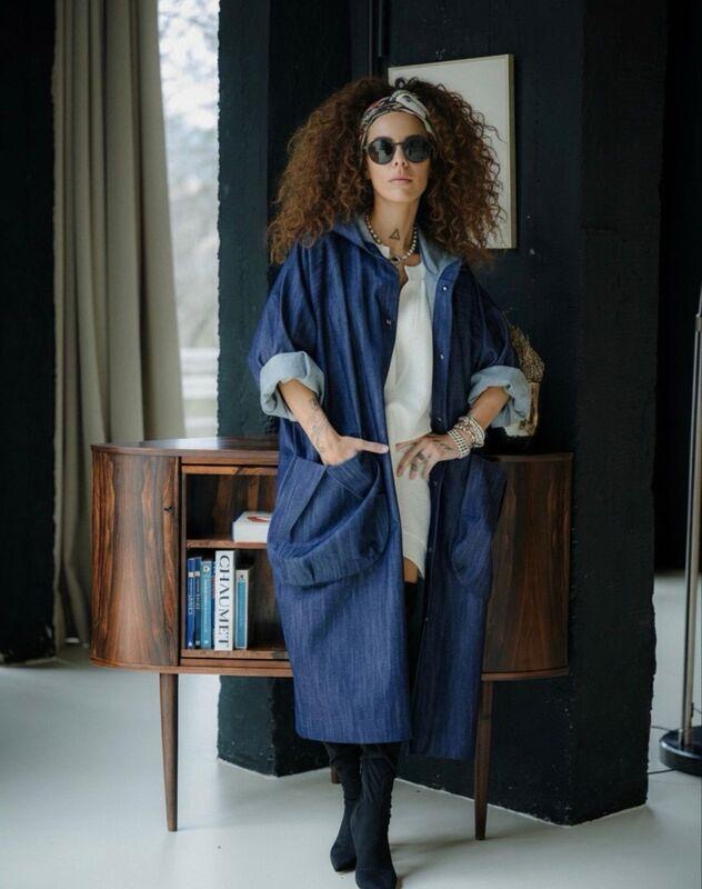 DENIM OVERSIZED HOODED JACKET