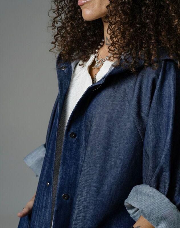 DENIM OVERSIZED HOODED JACKET