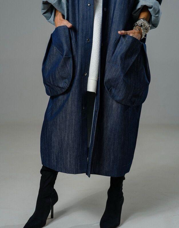 DENIM OVERSIZED HOODED JACKET