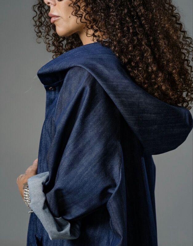 DENIM OVERSIZED HOODED JACKET