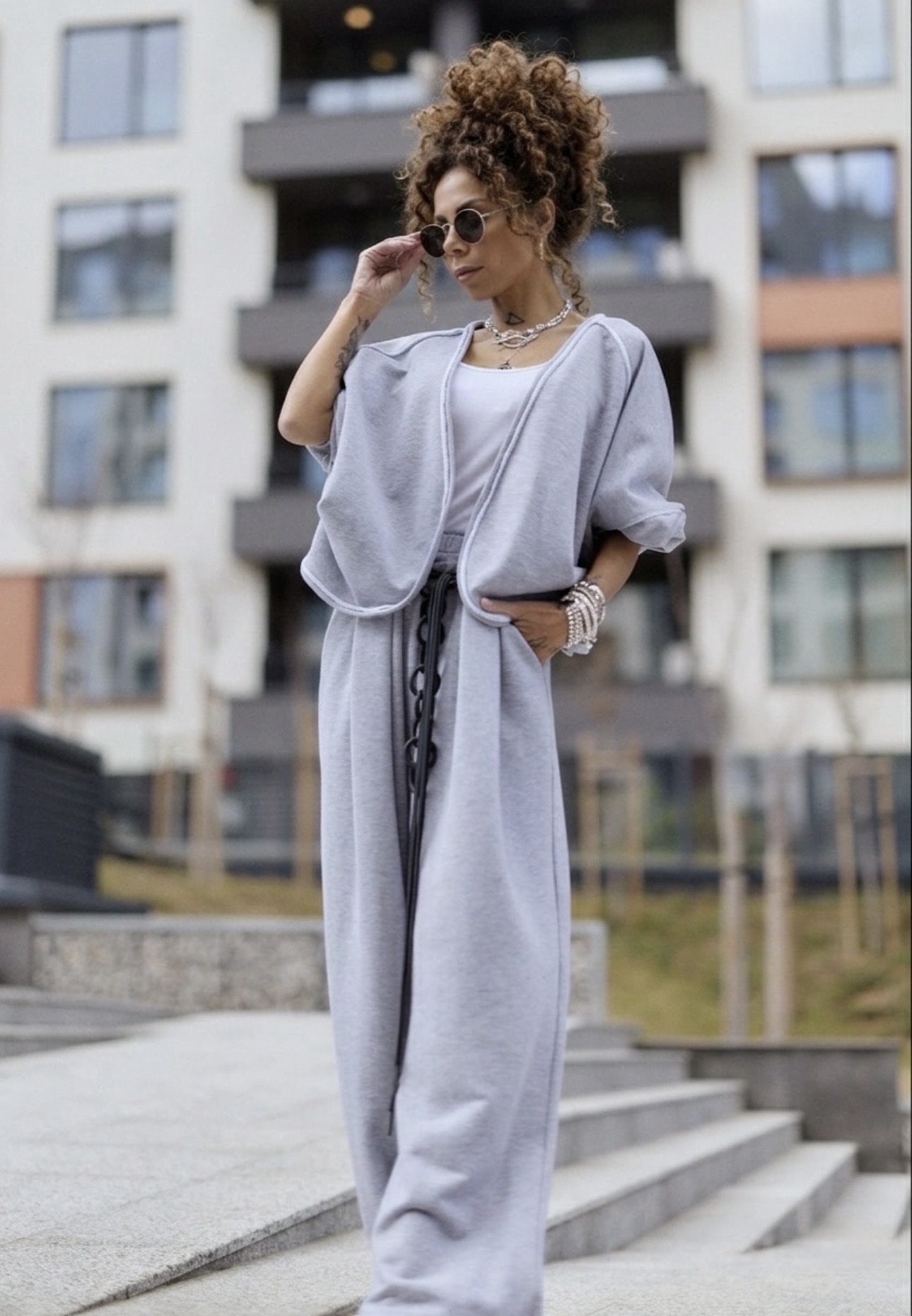 GREY RELAXED LOUNGE SET